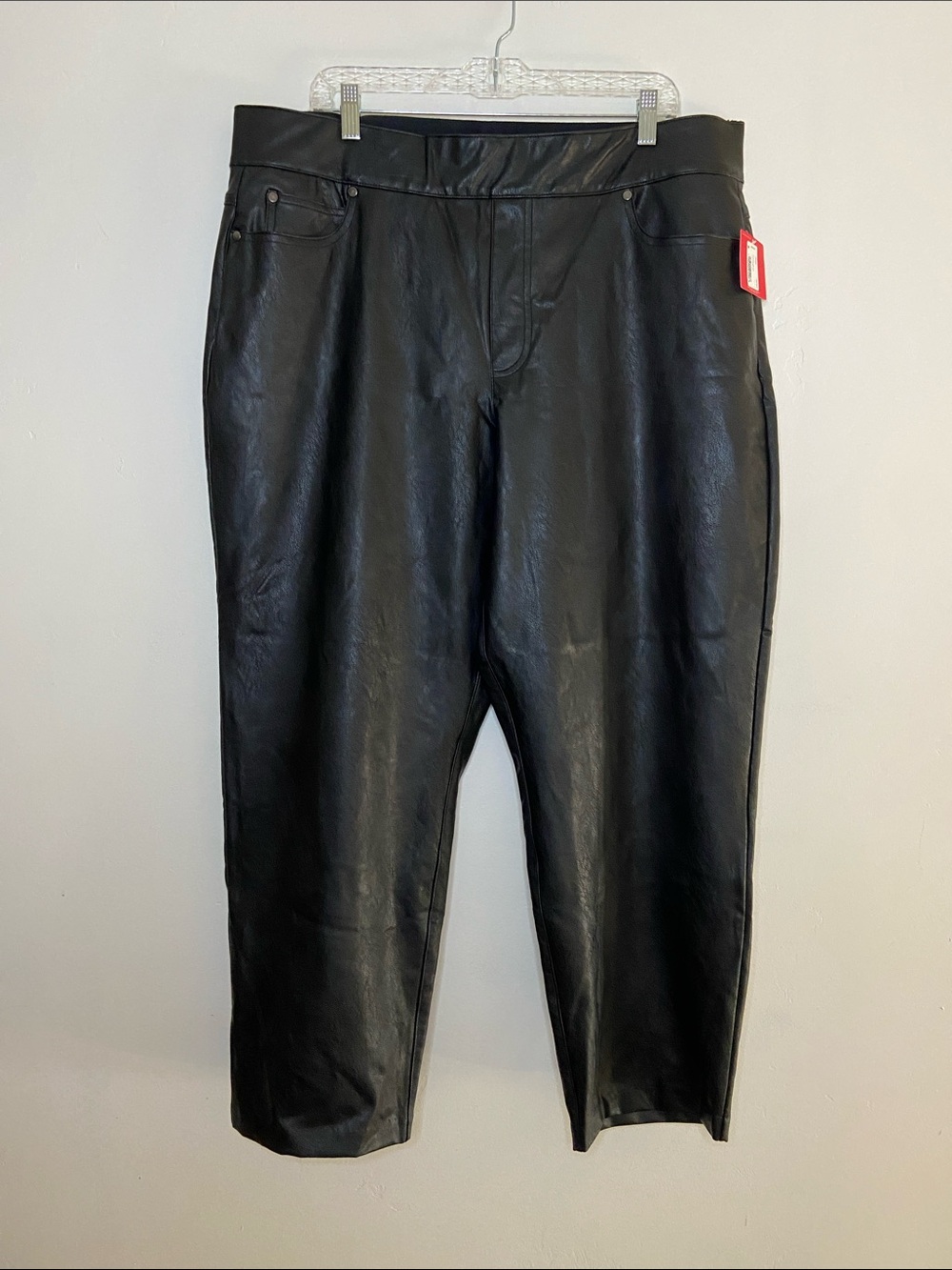 SPANX Black Faux Leather Relaxed Jeans